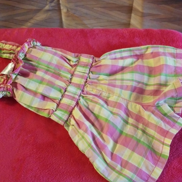 Size 3T Pink, Yellow & Green Plaid Romper - Picture 7 of 7